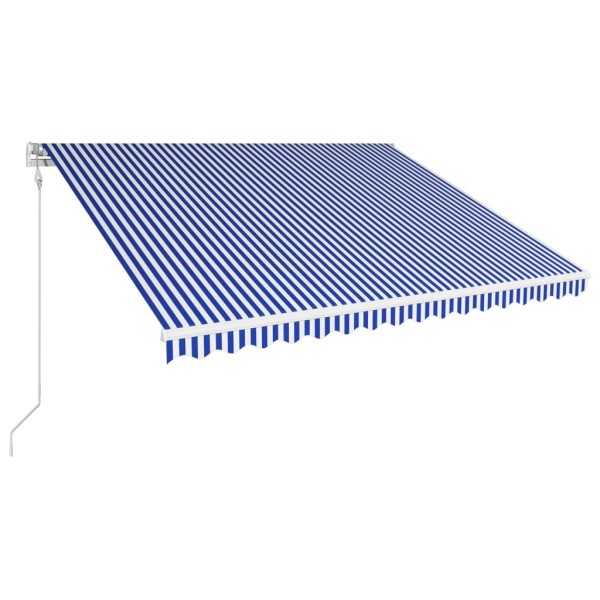 Toldo automático retráctil azul y blanco 450x300 cm