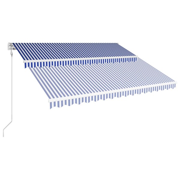 Toldo automático retráctil azul y blanco 450x300 cm