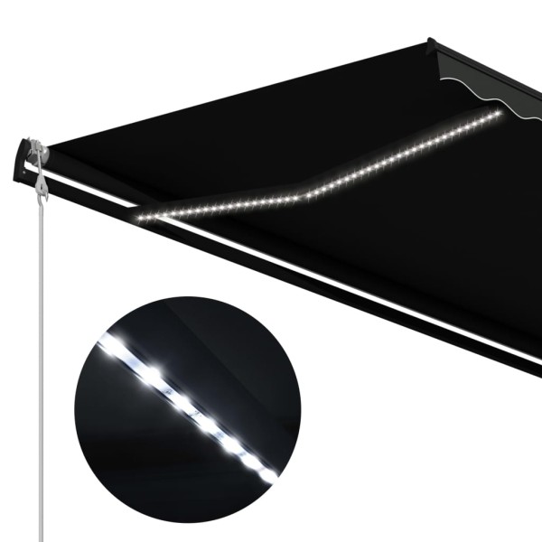 Toldo retráctil LED y sensor de viento gris antracita 500x300cm