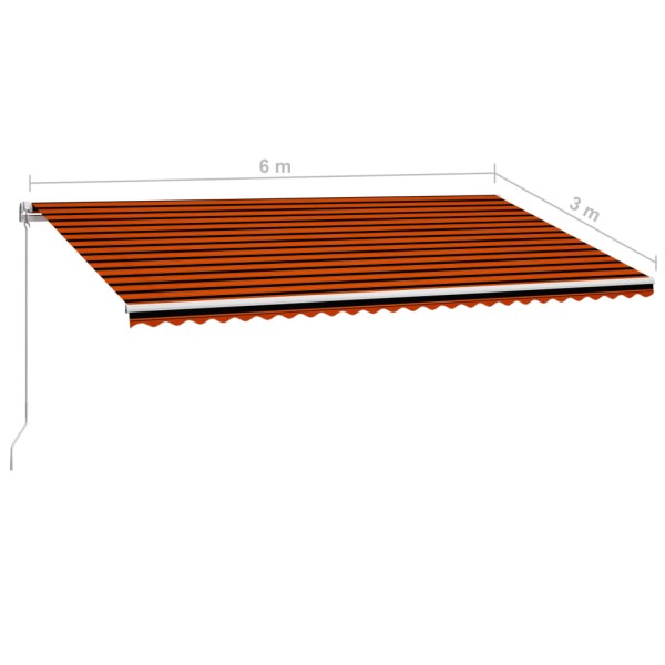 Toldo manual retráctil naranja y marrón 600x300 cm