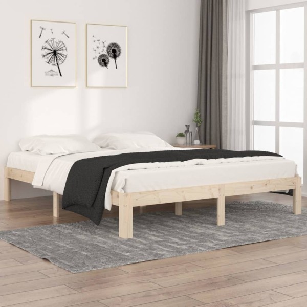 Estructura de cama de madera maciza de pino 160x200 cm