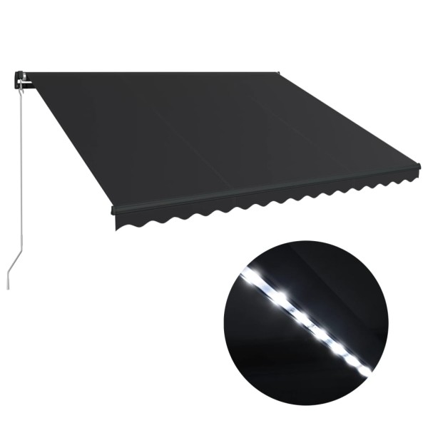 Toldo retráctil manual con LED gris antracita 450x300 cm