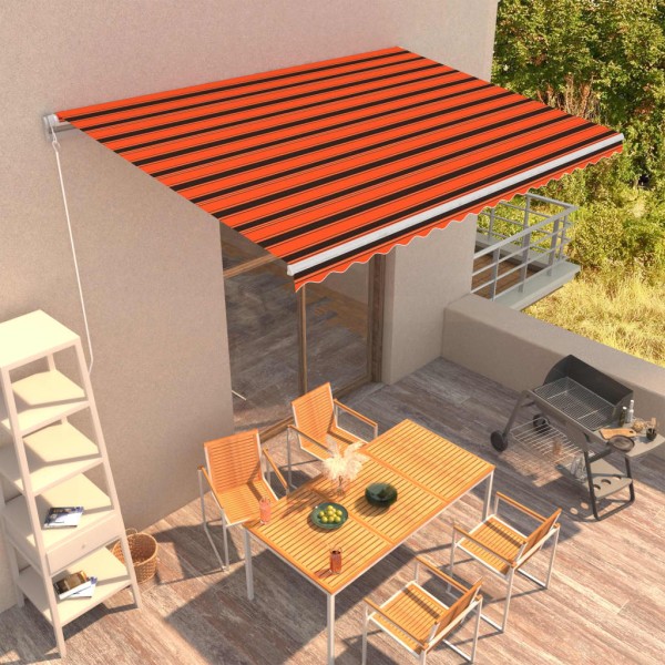 Toldo manual retráctil naranja y marrón 450x300 cm