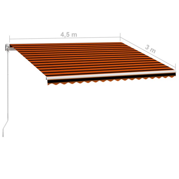 Toldo manual retráctil naranja y marrón 450x300 cm