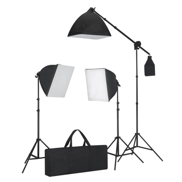 Set estudio fotográfico focos tipo softbox y telones de fondo