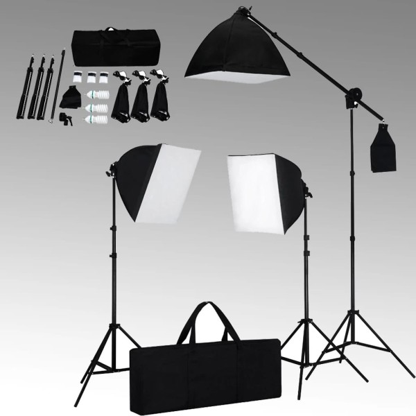 Set estudio fotográfico focos tipo softbox y telones de fondo