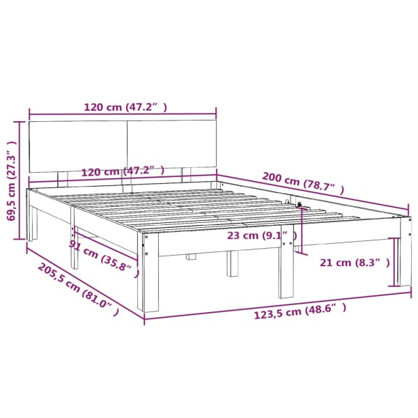 Estructura de cama madera maciza de pino 120x200 cm