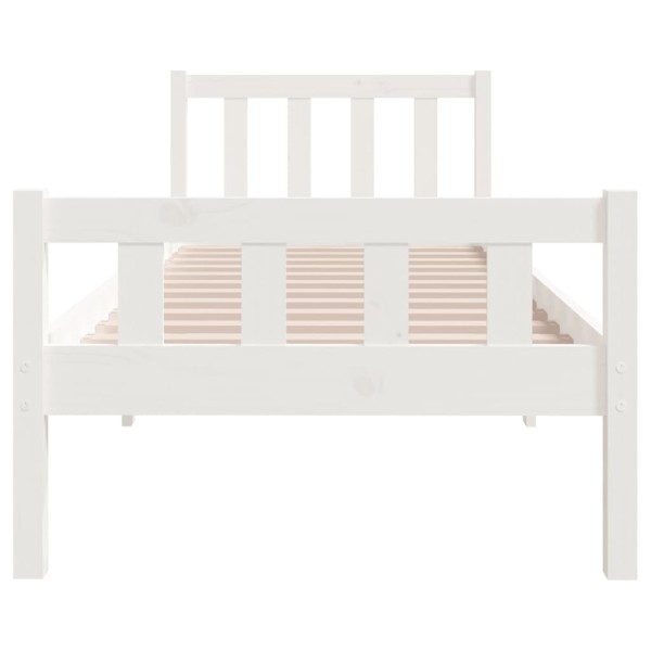 Estructura de cama individual madera maciza blanca 90x190 cm