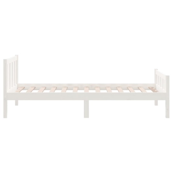 Estructura de cama individual madera maciza blanca 90x190 cm