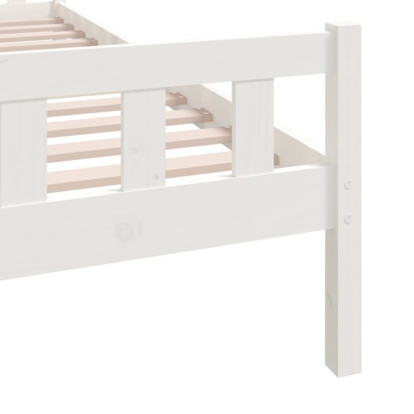 Estructura de cama individual madera maciza blanca 90x190 cm