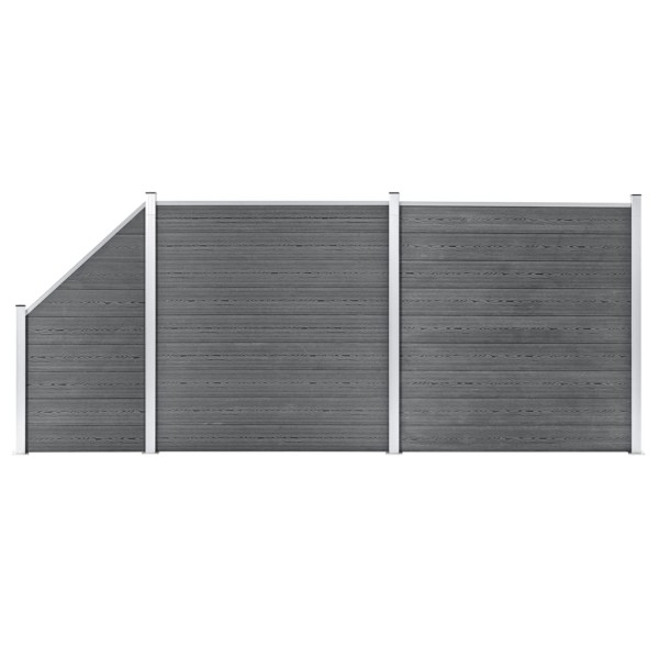 Set de vallas 2 cuadradas + 1 oblicua WPC gris 446x186 cm