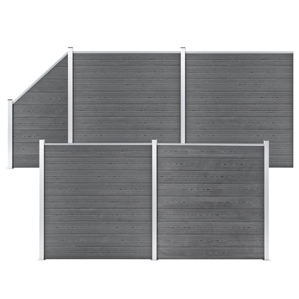 Set de valla 4 cuadradas + 1 oblicua WPC gris 792x186 cm