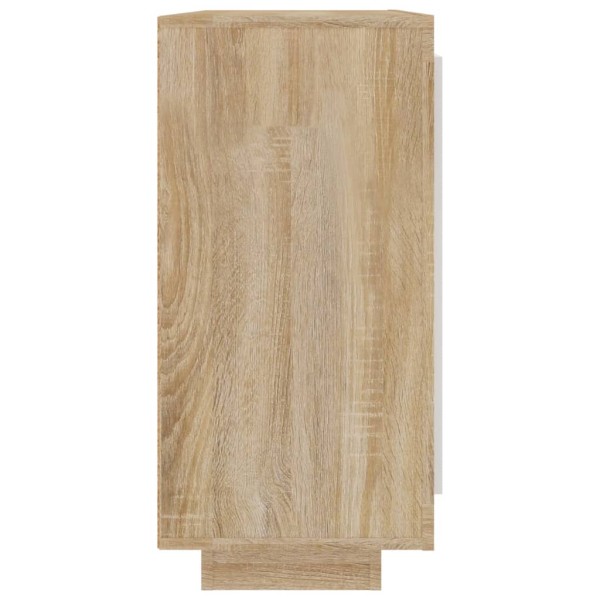 Aparador madera contrachapada blanco y roble Sonoma 92x35x75 cm