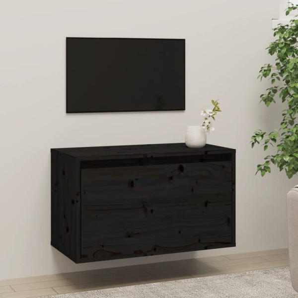 Armario de pared de madera maciza de pino negro 60x30x35 cm