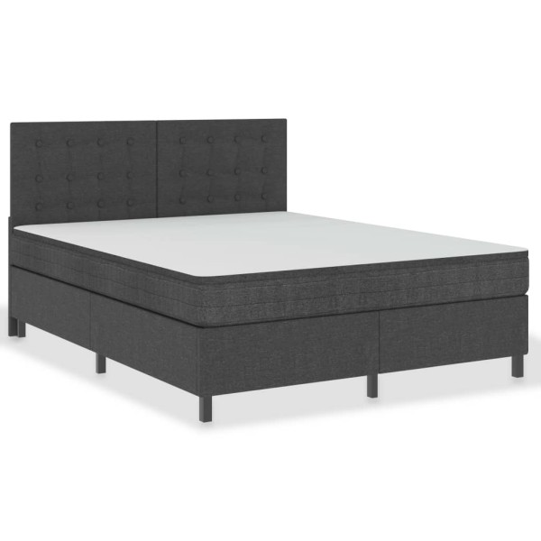 Cama box spring tela gris oscuro 180x200 cm