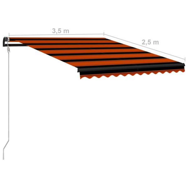 Toldo retráctil sensor de viento LED naranja y marrón 350x250cm