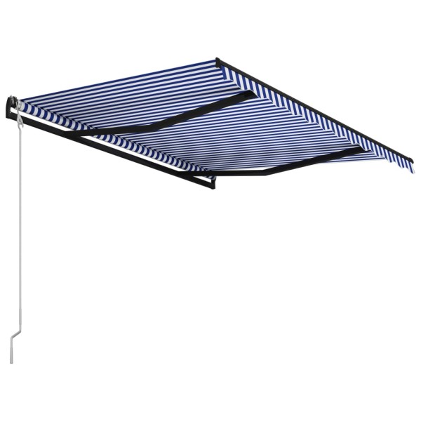 Toldo automático retráctil azul y blanco 350x250 cm