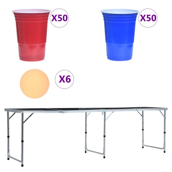 Mesa de beer pong plegable con tazas y bolas de 240 cm