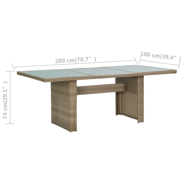 Conjunto de comedor de jardín 9 piezas ratán sintético marrón