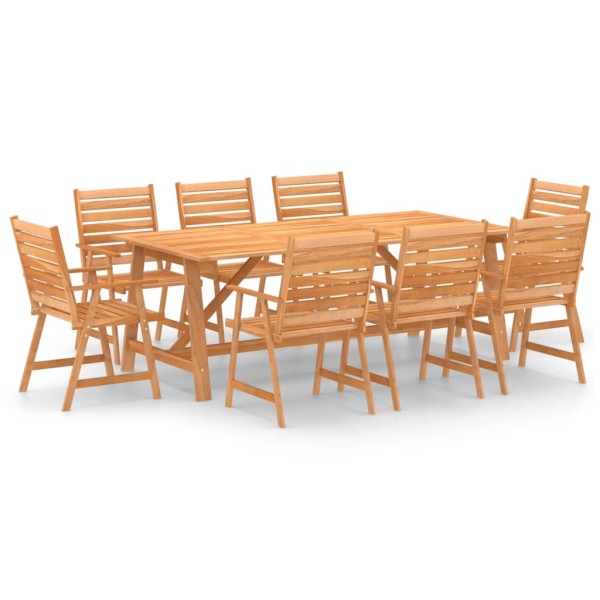 Juego de comedor para jardín 9 piezas madera maciza de acacia