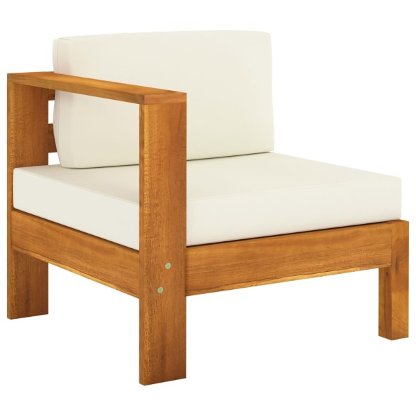 Muebles de jardín 6 pzas cojines blanco crema madera de acacia