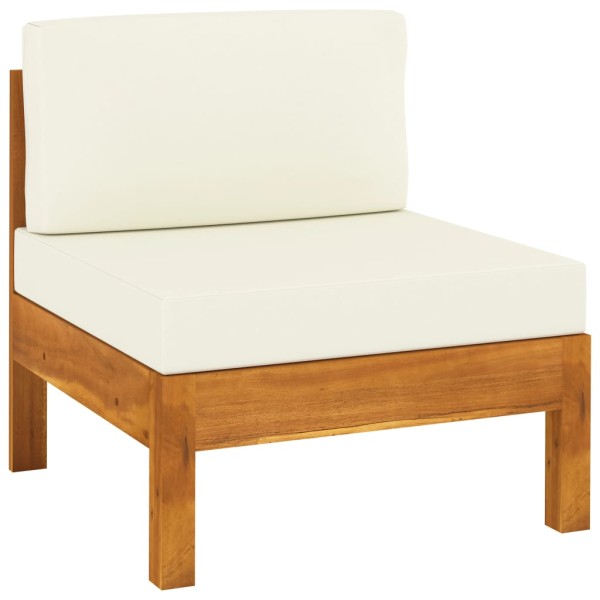 Muebles de jardín 6 pzas cojines blanco crema madera de acacia