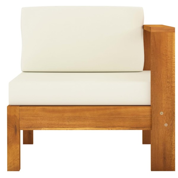 Muebles de jardín 6 pzas cojines blanco crema madera de acacia