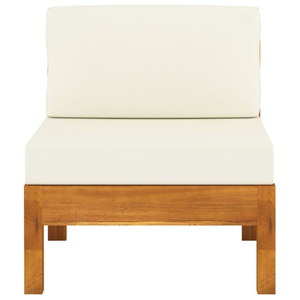 Muebles de jardín 6 pzas cojines blanco crema madera de acacia