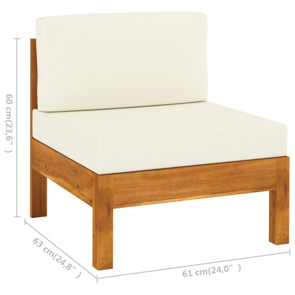 Muebles de jardín 6 pzas cojines blanco crema madera de acacia