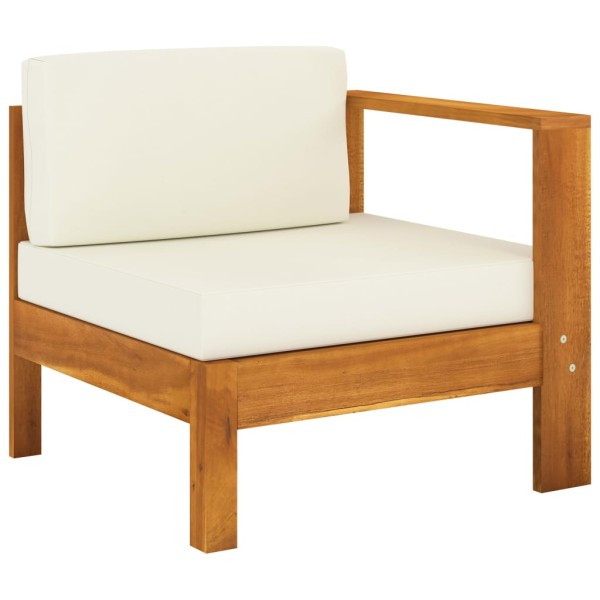 Muebles de jardín 7 pzas cojines blanco crema madera de acacia