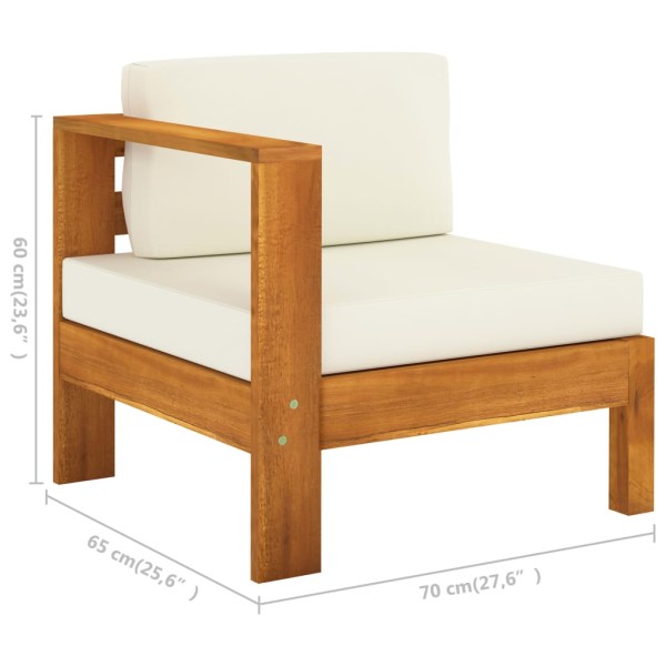 Muebles de jardín 7 pzas cojines blanco crema madera de acacia