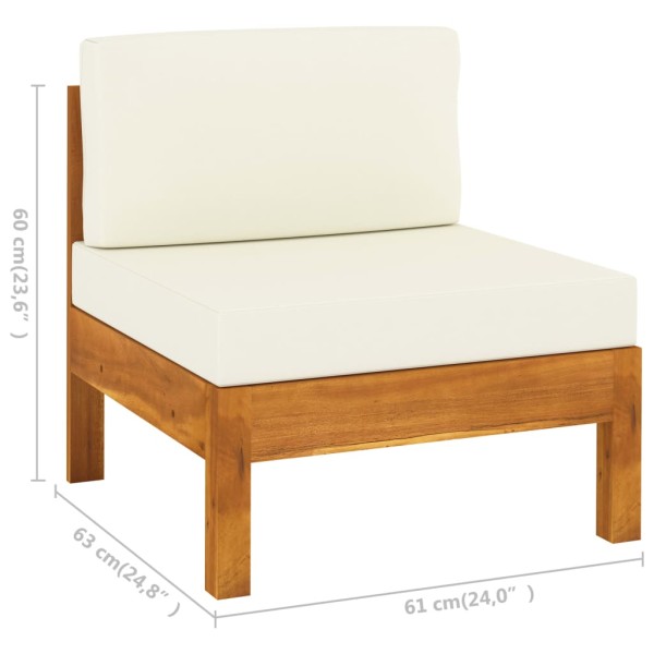 Muebles de jardín 7 pzas cojines blanco crema madera de acacia