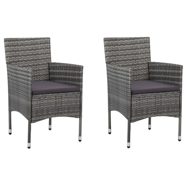 Muebles de jardín 3 piezas ratán sintético y vidrio gris