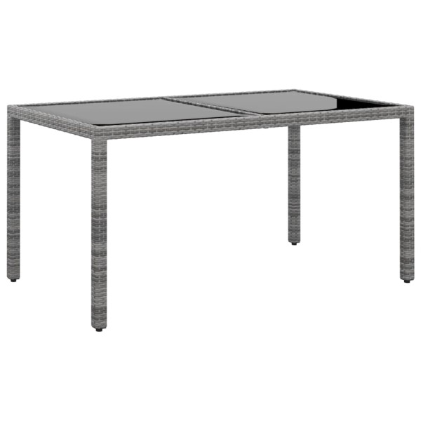 Set de comedor de jardín 5 pzas ratán sintético vidrio gris