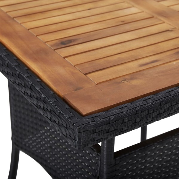 Comedor de jardín 5 pzas ratán sintético y madera acacia negro