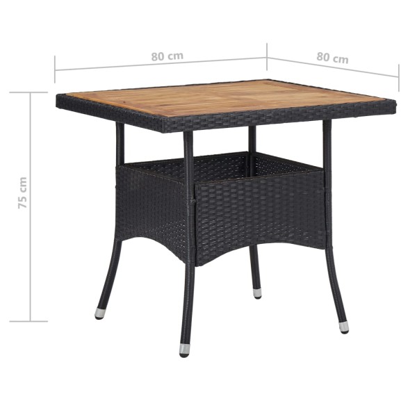 Comedor de jardín 5 pzas ratán sintético y madera acacia negro