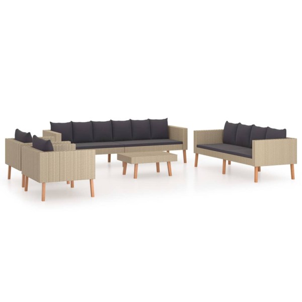 Set de muebles de jardín 5 pzas y cojines ratán sintético beige