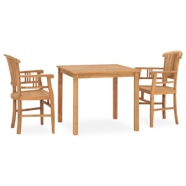 Juego de comedor de jardín 3 piezas madera maciza de teca