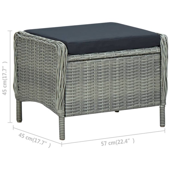 Set muebles jardín 2 pzas ratán sintético gris claro y cojines