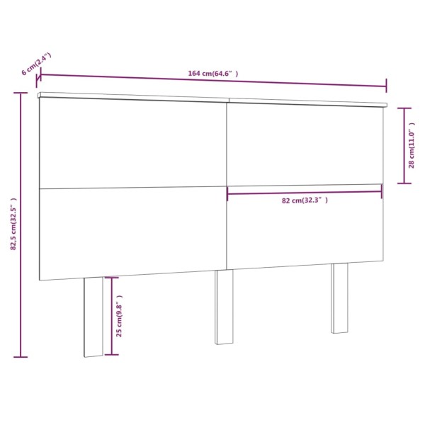 Cabecero de cama madera maciza de pino 164x6x82,5 cm