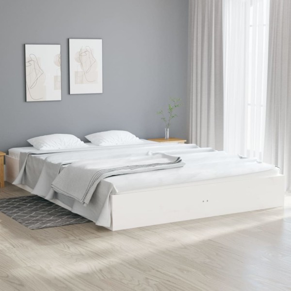 Estructura de cama de madera maciza blanca 160x200 cm