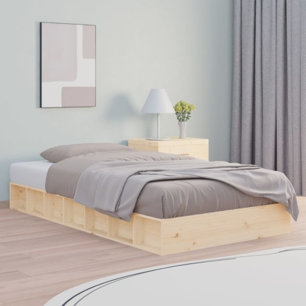 Estructura de cama doble de madera maciza 140x190 cm