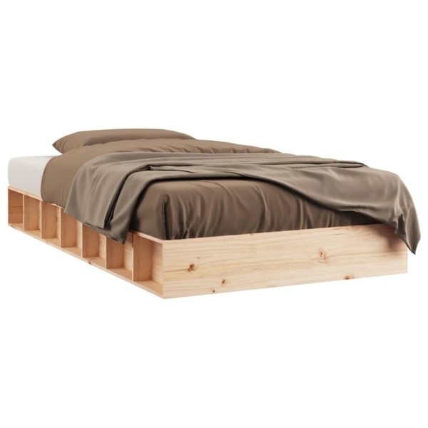 Estructura de cama doble de madera maciza 140x190 cm