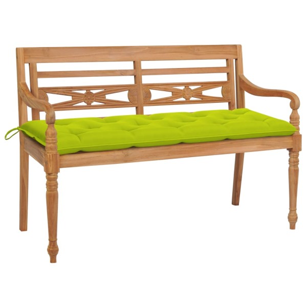 Banco Batavia madera maciza teca y cojín verde brillante 150 cm