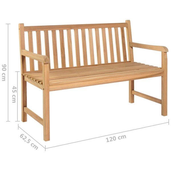 Banco de jardín madera de teca con cojín verde brillante 120 cm