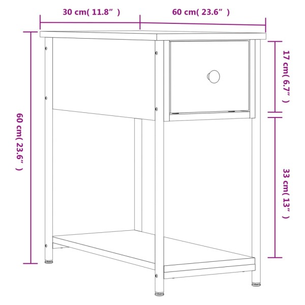 Mesita de noche madera de ingeniería gris Sonoma 30x60x60 cm