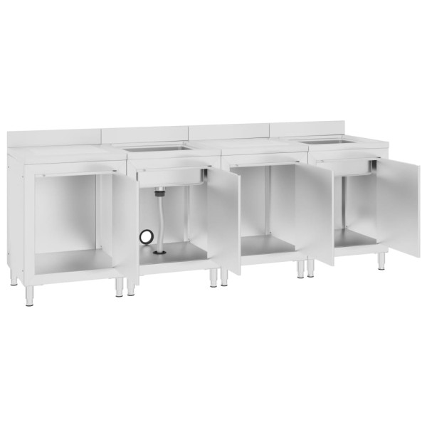 Fregadero de cocina profesional acero inoxidable 240x60x96 cm