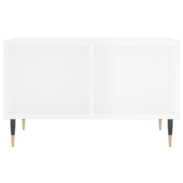 Mesa de centro madera contrachapada blanco brillo 60x50x36,5 cm