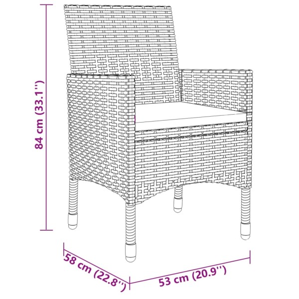 Set de comedor de jardín 7 pzas ratán sintético vidrio marrón