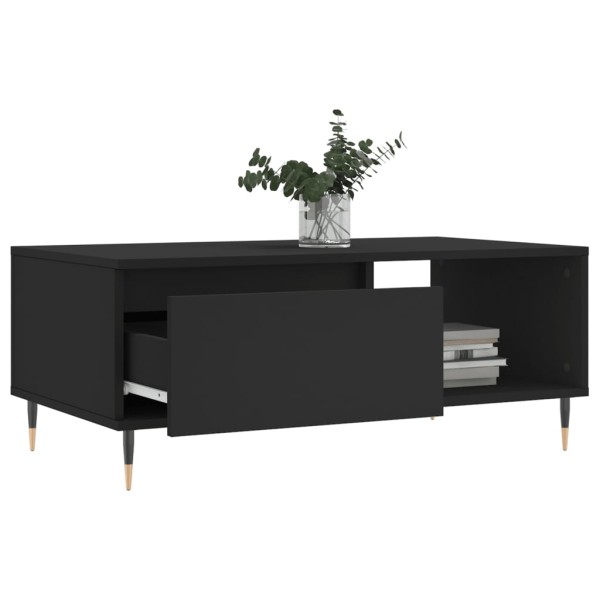 Mesa de centro madera contrachapada negro 90x50x36,5 cm